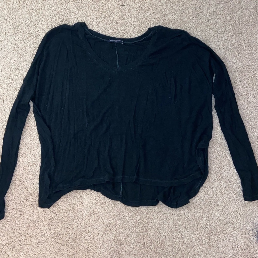 Brandy Melville Flowy Black V-Neck Top